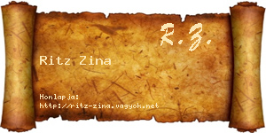 Ritz Zina névjegykártya